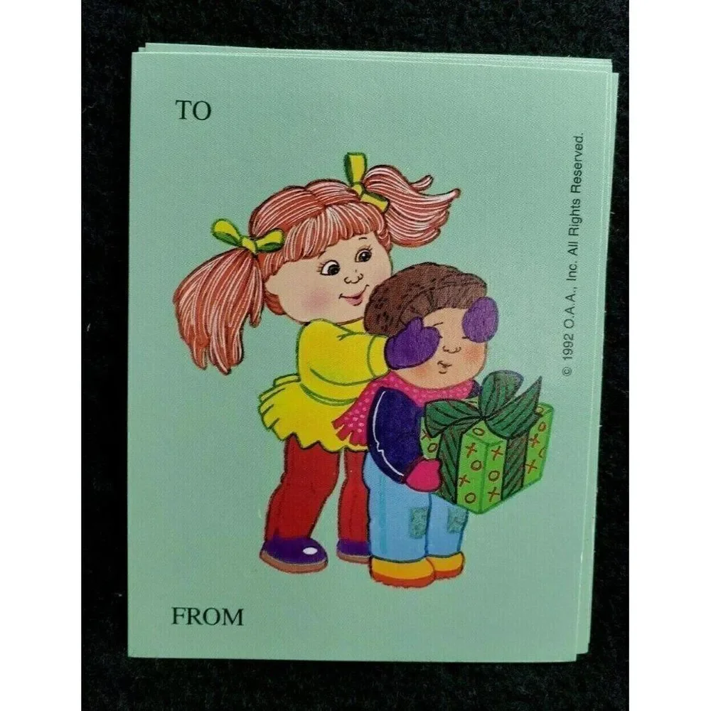 Vintage 1992 Set 16 Cabbage Patch Kids Christmas Gift Tags 4 Different Designs